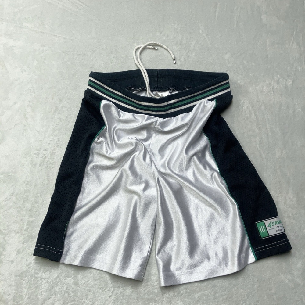 Vintage Y2K adidas Dazzle Shorts Silky Shiny Mens S White Black Made in Canada